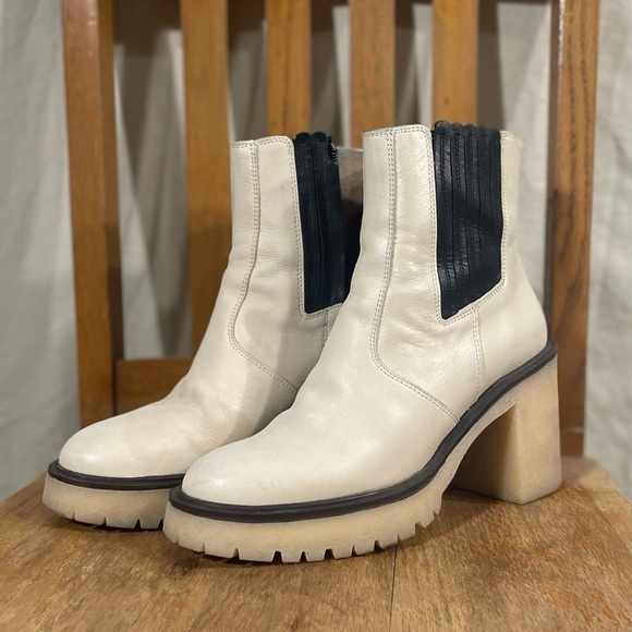 Free People James Chelsea Chunky Heel Leather Boots White EU 39 - Picture 5 of 10